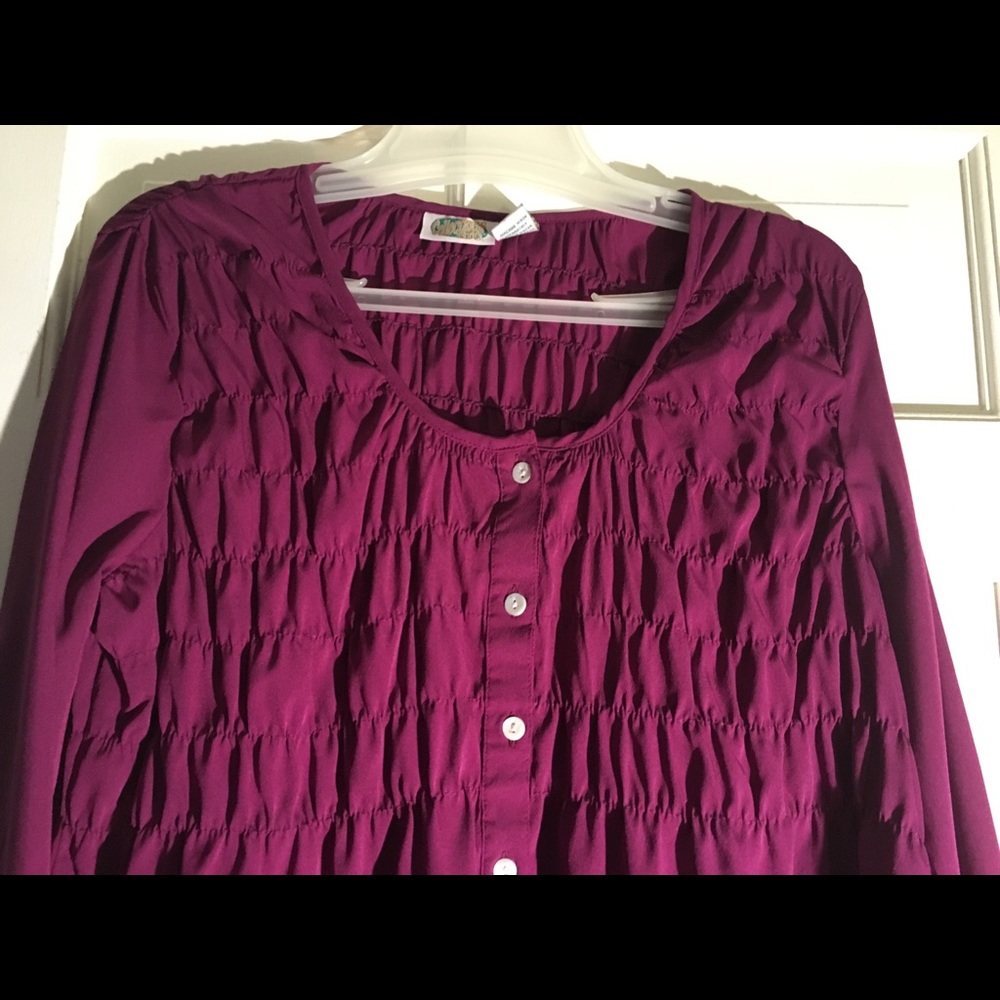 Smocked button down blouse - Picture 3 of 5